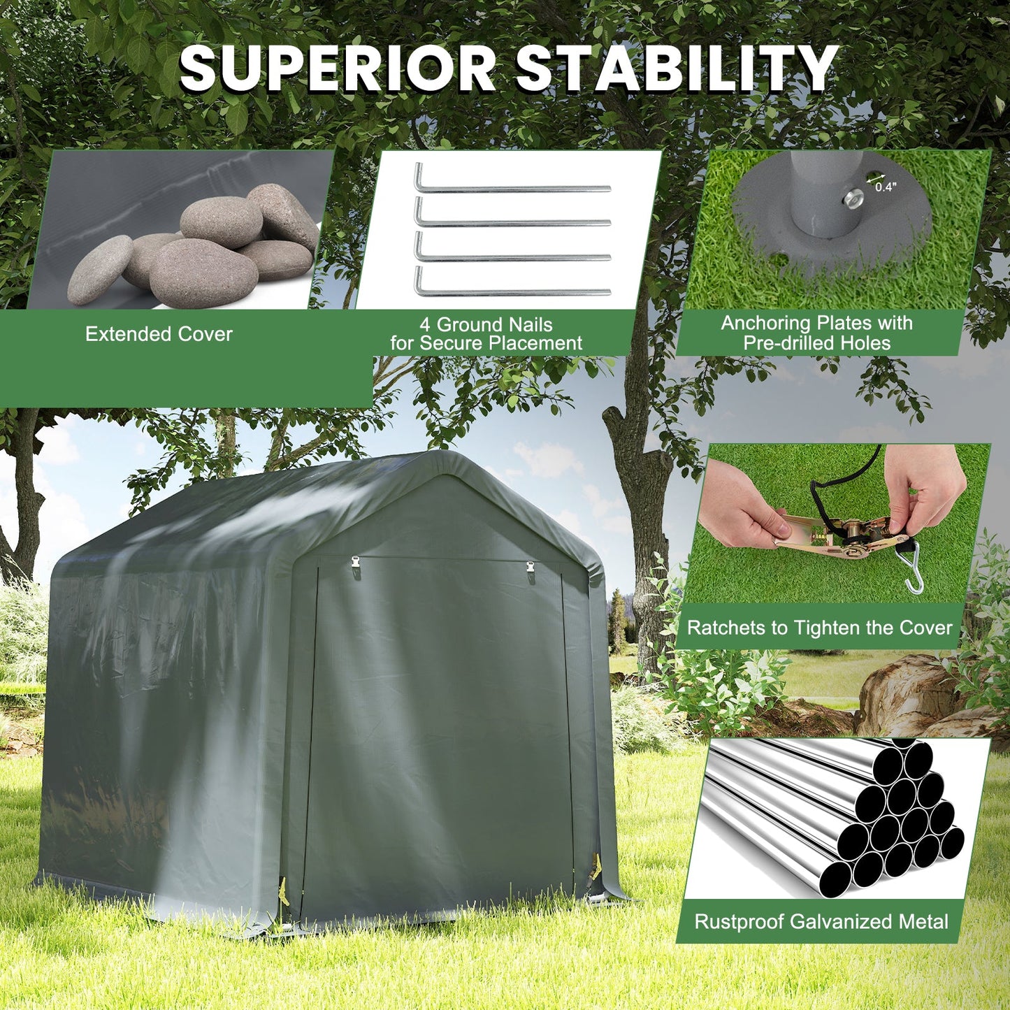 6 x 6.5/8 x 6.5 Feet Portable Motorcycle Outdoor Storage Shelter