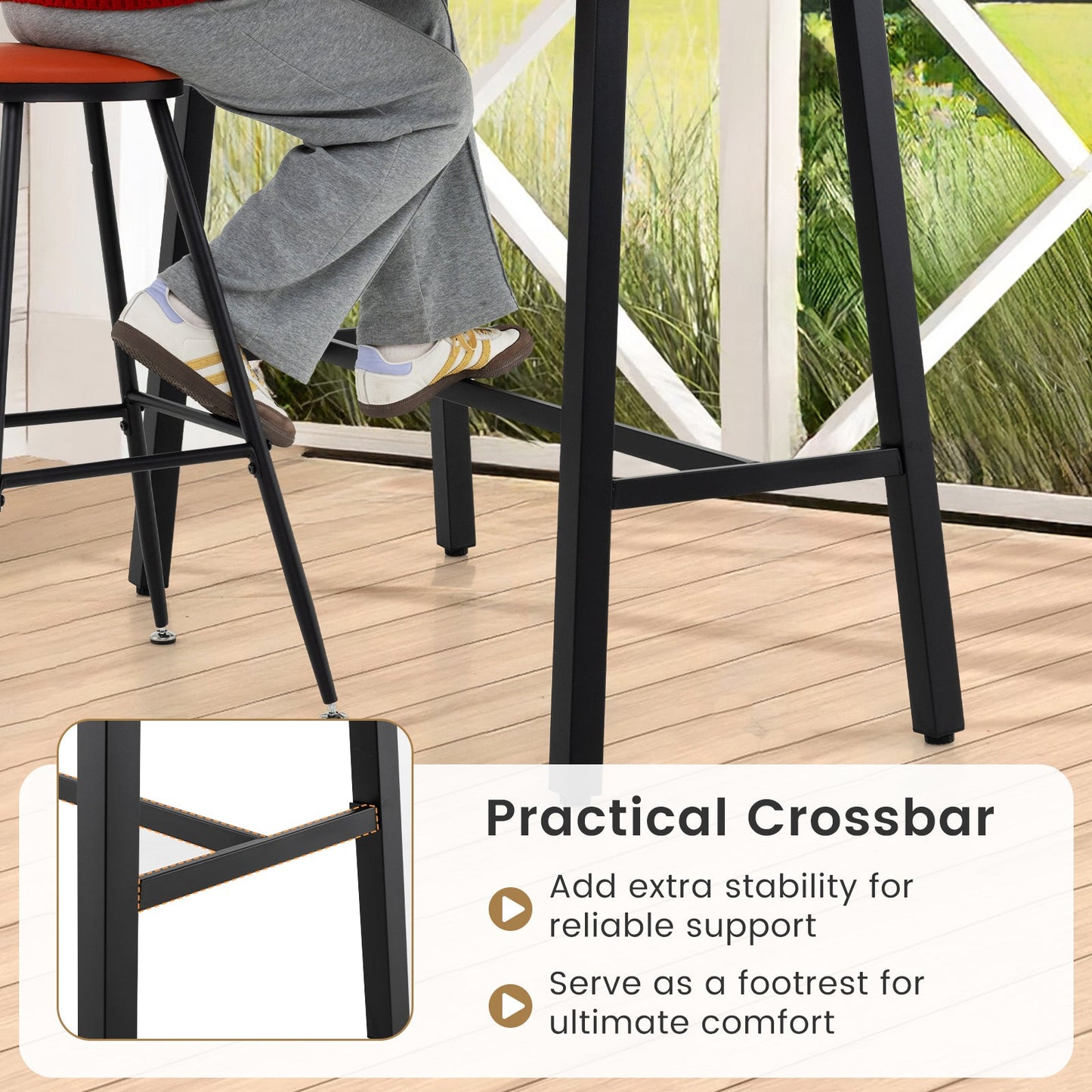 36 Inches Patio Counter Height Bar Table with Adjustable Foot Pads