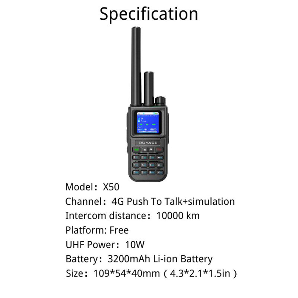 Ruyage Radio Nationwide PTT Dual-Mode Walkie-Talkie(X50)