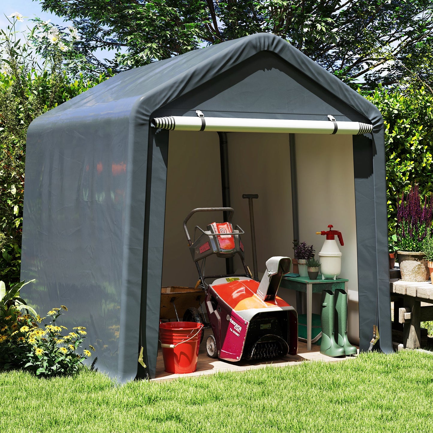 6 x 6.5/8 x 6.5 Feet Portable Motorcycle Outdoor Storage Shelter
