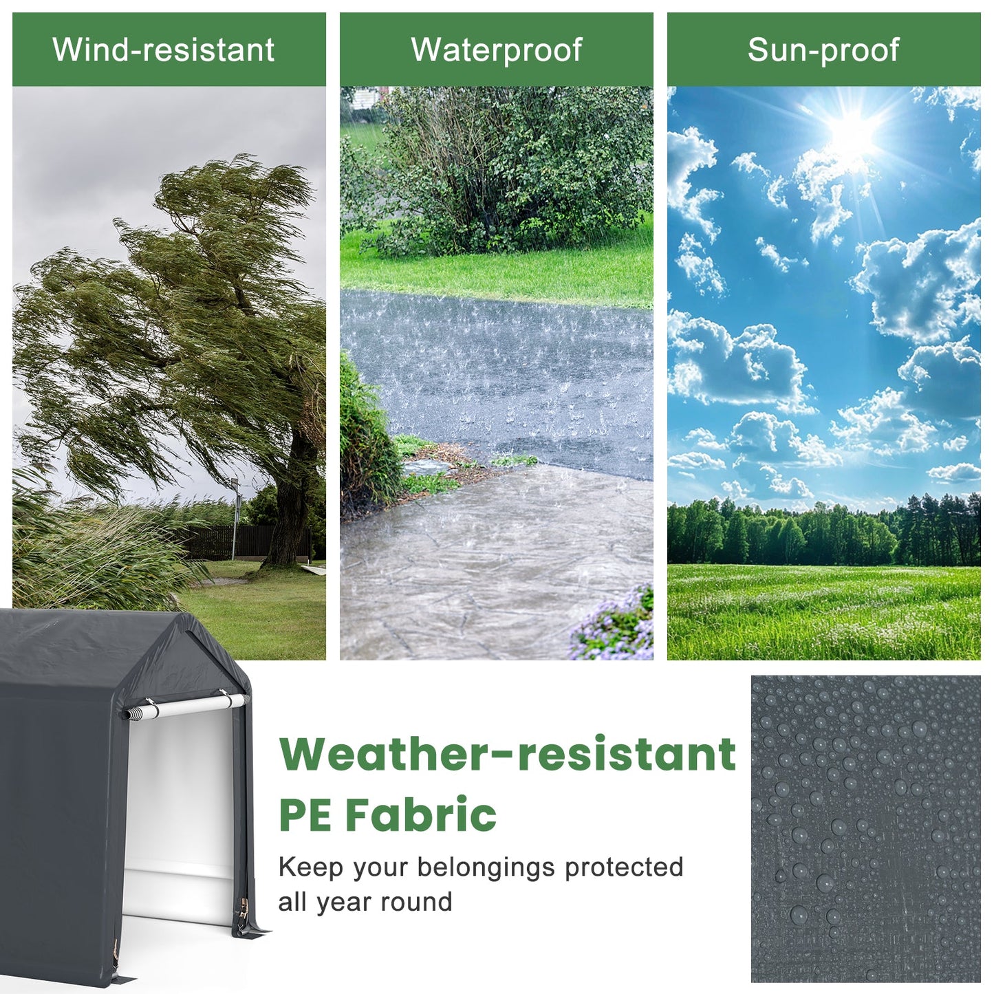 6 x 6.5/8 x 6.5 Feet Portable Motorcycle Outdoor Storage Shelter