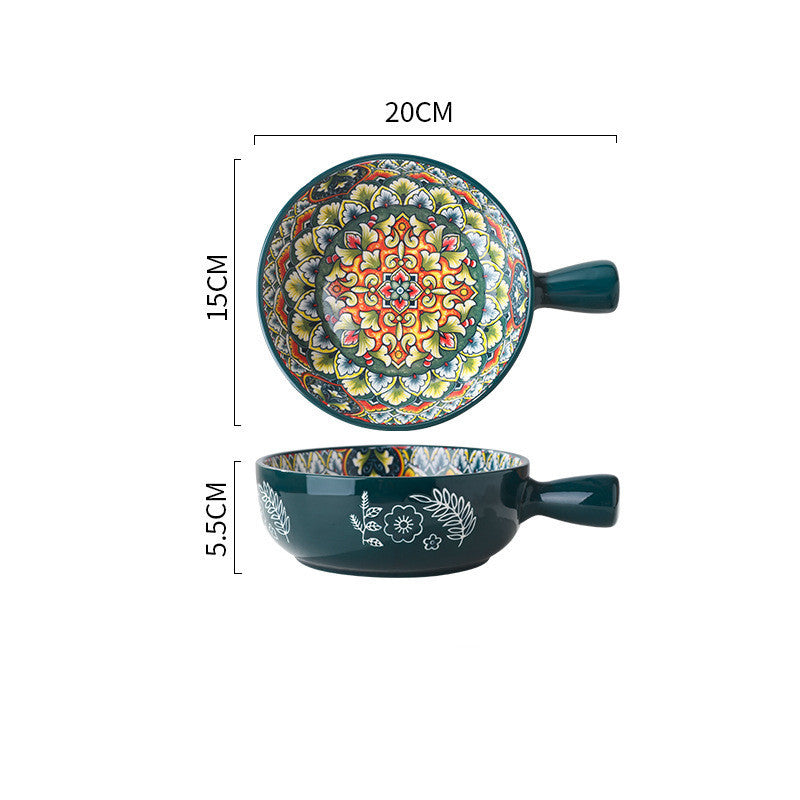 Mandala Flower Glazed Ceramic Bowl