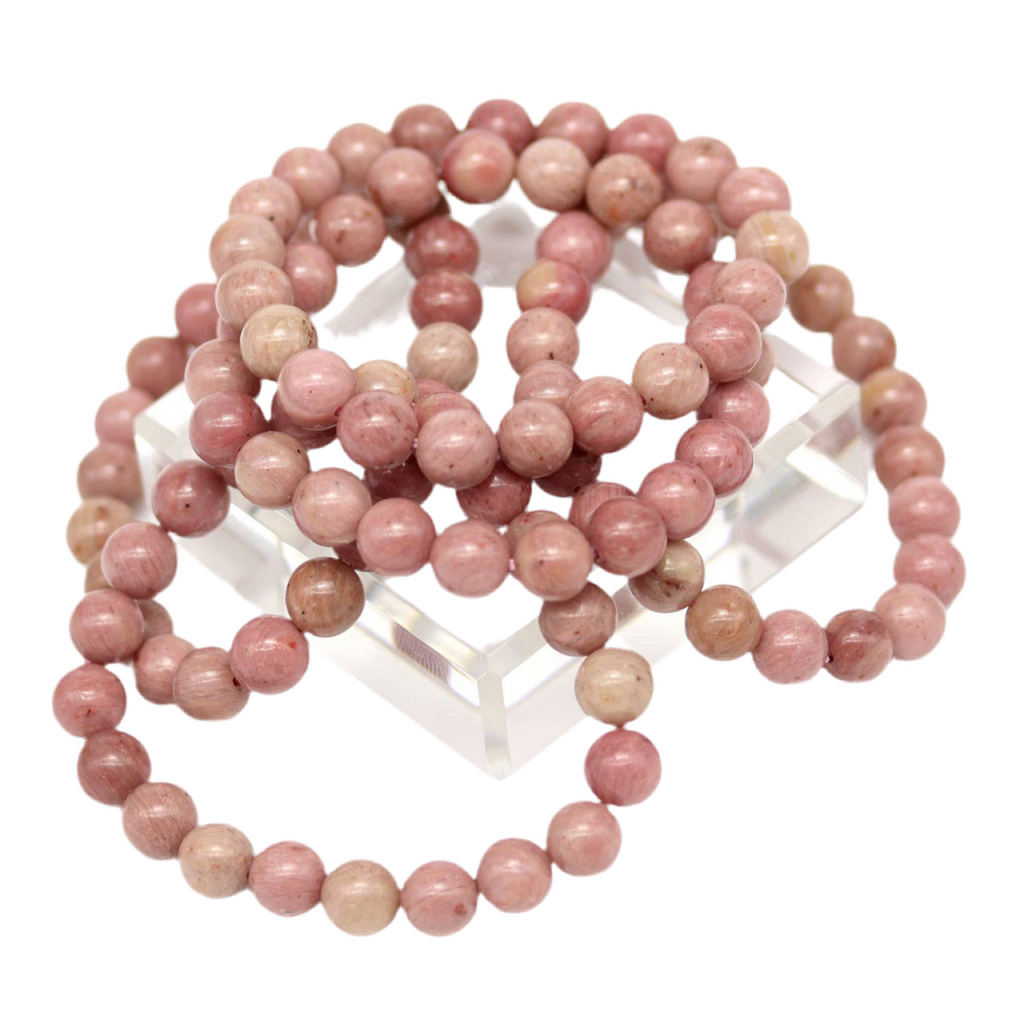 Genuine Pink Rhodonite Stretch Bracelet