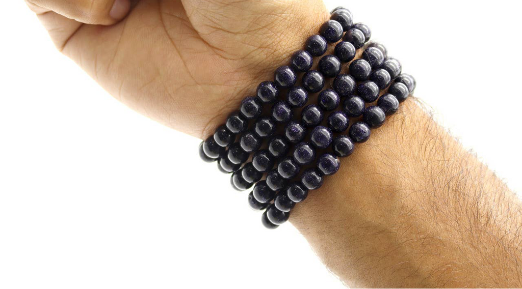 Genuine Blue Goldstone Stretch Bracelet