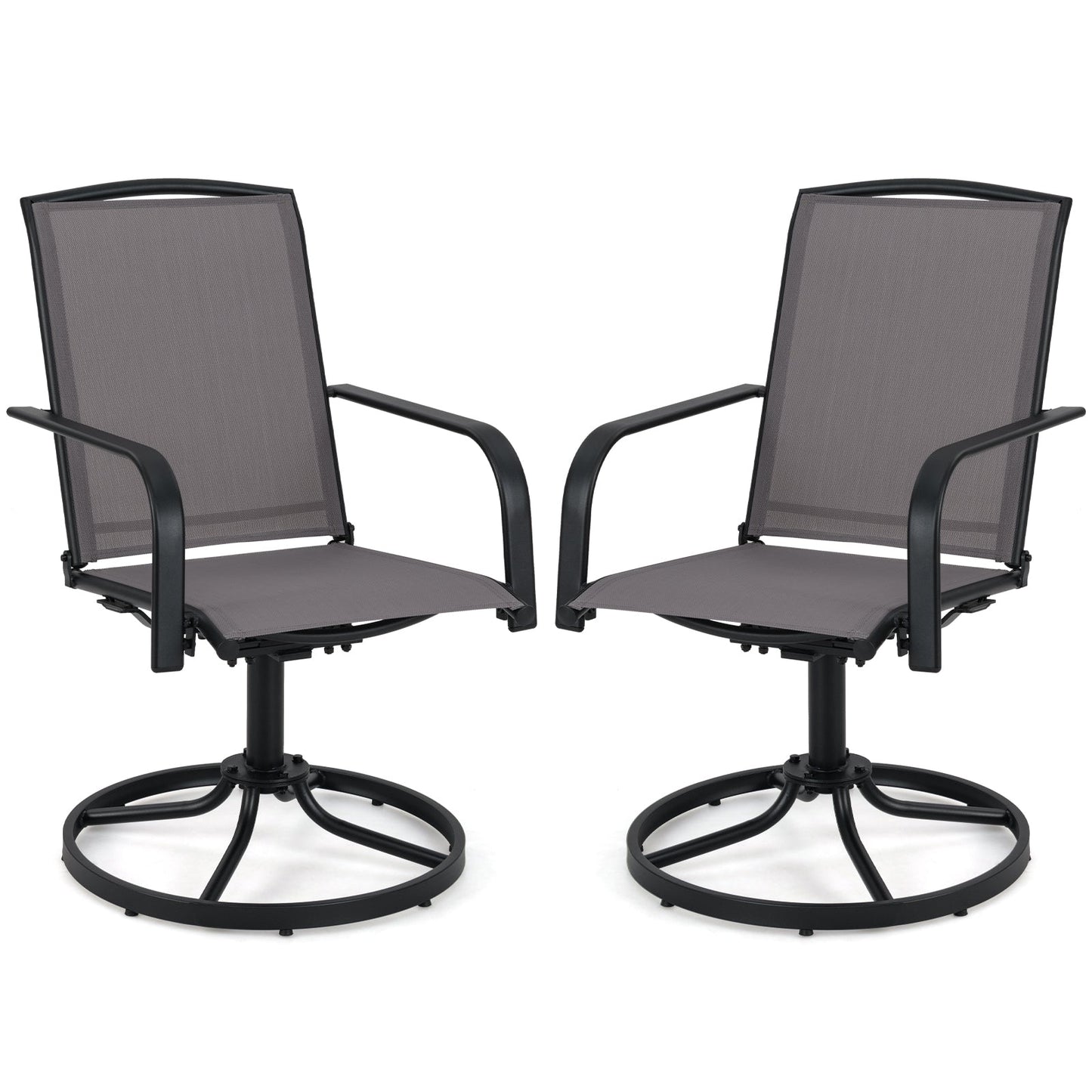 Outdoor Swivel Chairs Set of 2 with High Back and Breathable Seat