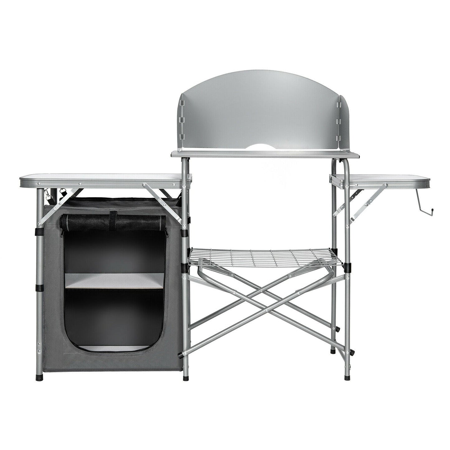 Foldable Outdoor BBQ Portable Grilling Table With Windscreen Bag